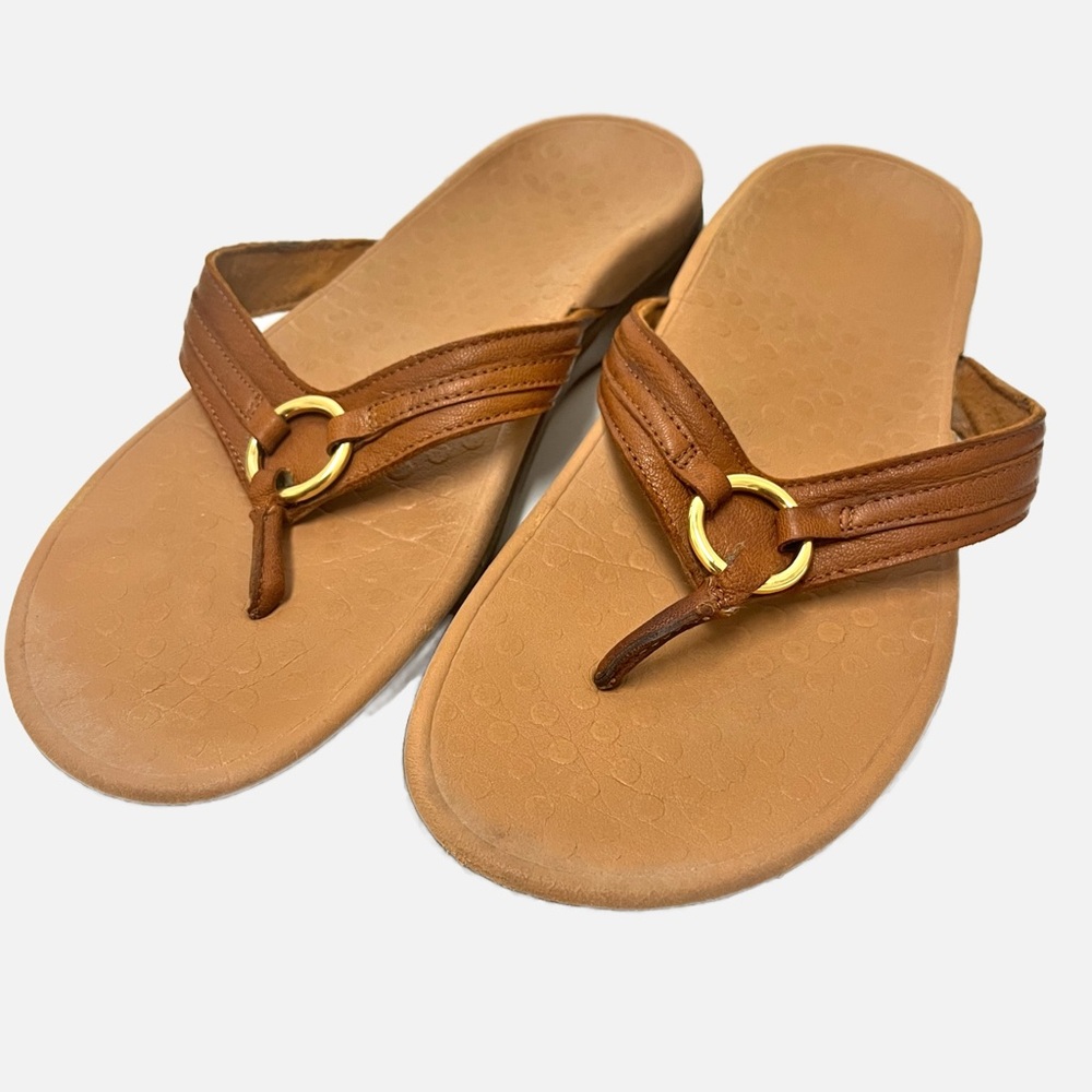 Vionic Tide Aloe Mocha Leather Sandal Flip Flop Women’s Size 12